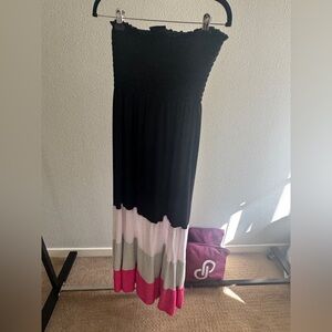 Apostrophe Black and Pink Strapless Sundress